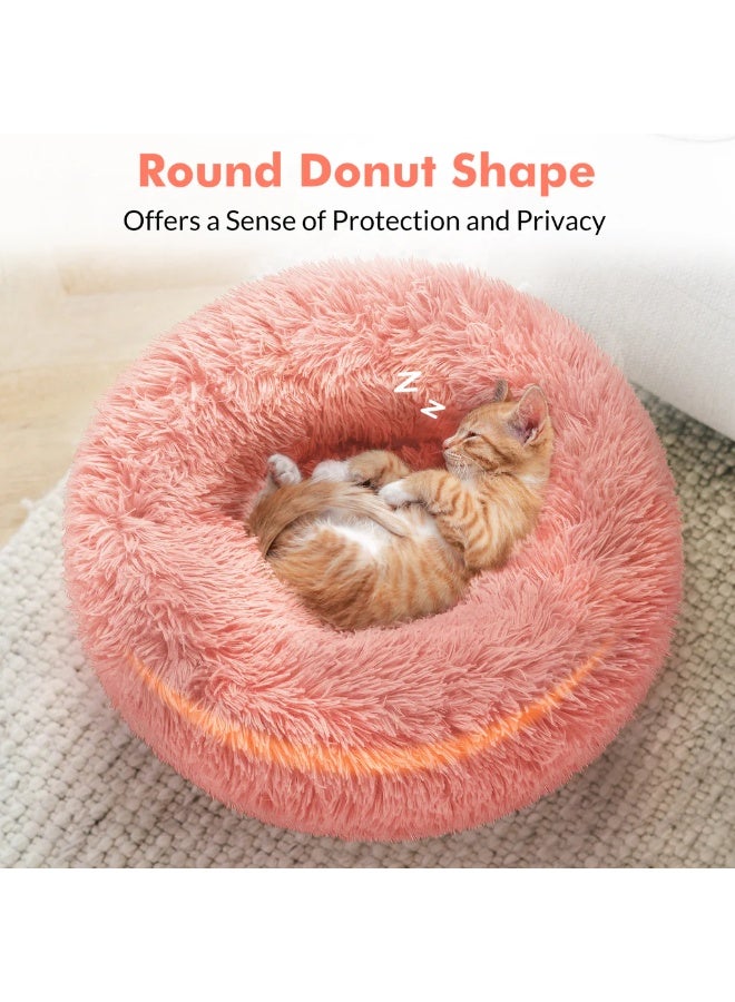 HousLife Cat Bed Plush Donut Cat Bed 40x40CM Soft Fluffy Round Pet Bed, Calming Self Warming Cat Bed Machine Washable with Non Slip Waterproof Bottom for Indoor Cats Small Dogs - Image 4